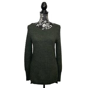 Athleta Tunic Sweater Merino Wool Blend Thermal Honeycomb Knit Moss Green Small